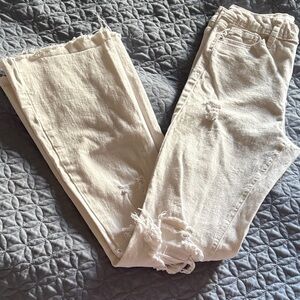 Forever 21 Cream Straight Leg Jeans